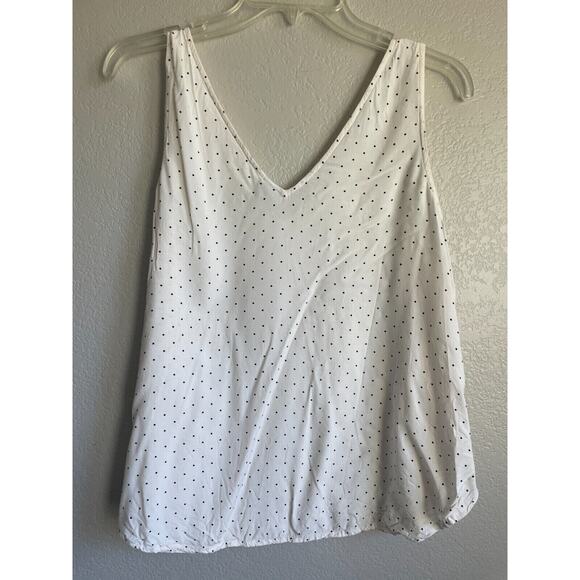 Old Navy Women’s Tank Top Size L Large White Polka Dot Sleeveless Blouse - Picture 5 of 5
